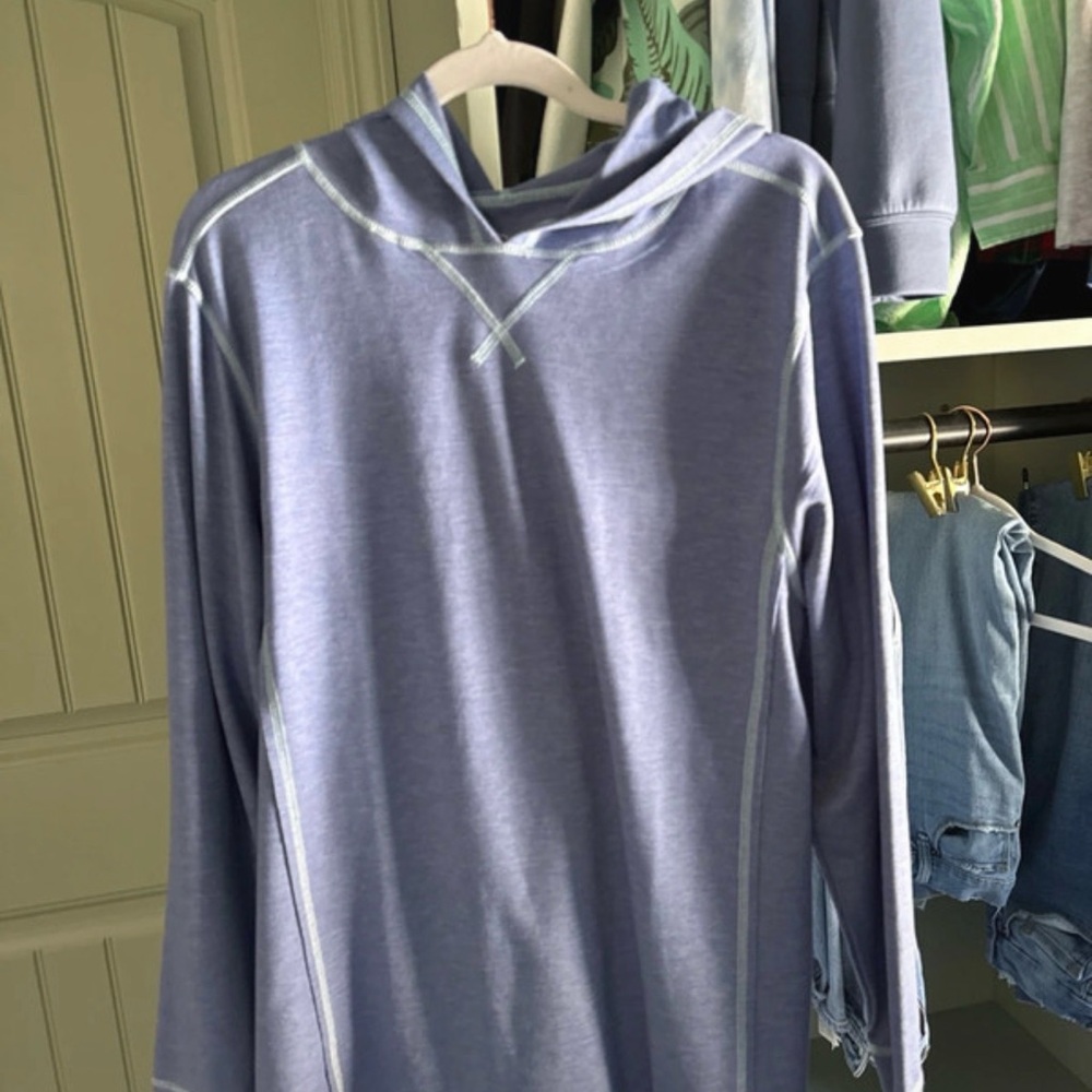 Southern Marsh Light Blue Hoodie with White Stitching